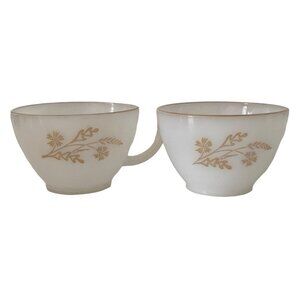 Federal Milk Glass Company Meadow Gold Wheat Coffee Tea Cup Heat Proof Vintage